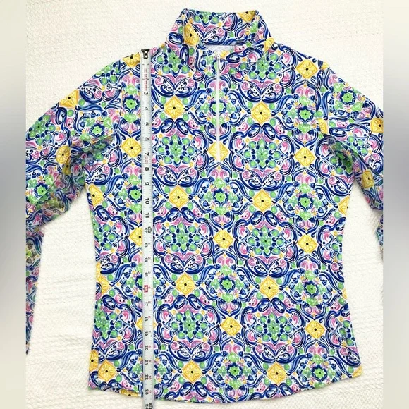IBKUL Top Nora Print Long Sleeve Mock Neck 1/4 Zip UPF 50+, Size Small - Picture 13 of 16